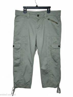 Faded Glory Sage Green Cropped Cargo Capri Pants